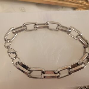 NIB Silver Stainless Steel Chain Link Bracelet Unisex Man Woman